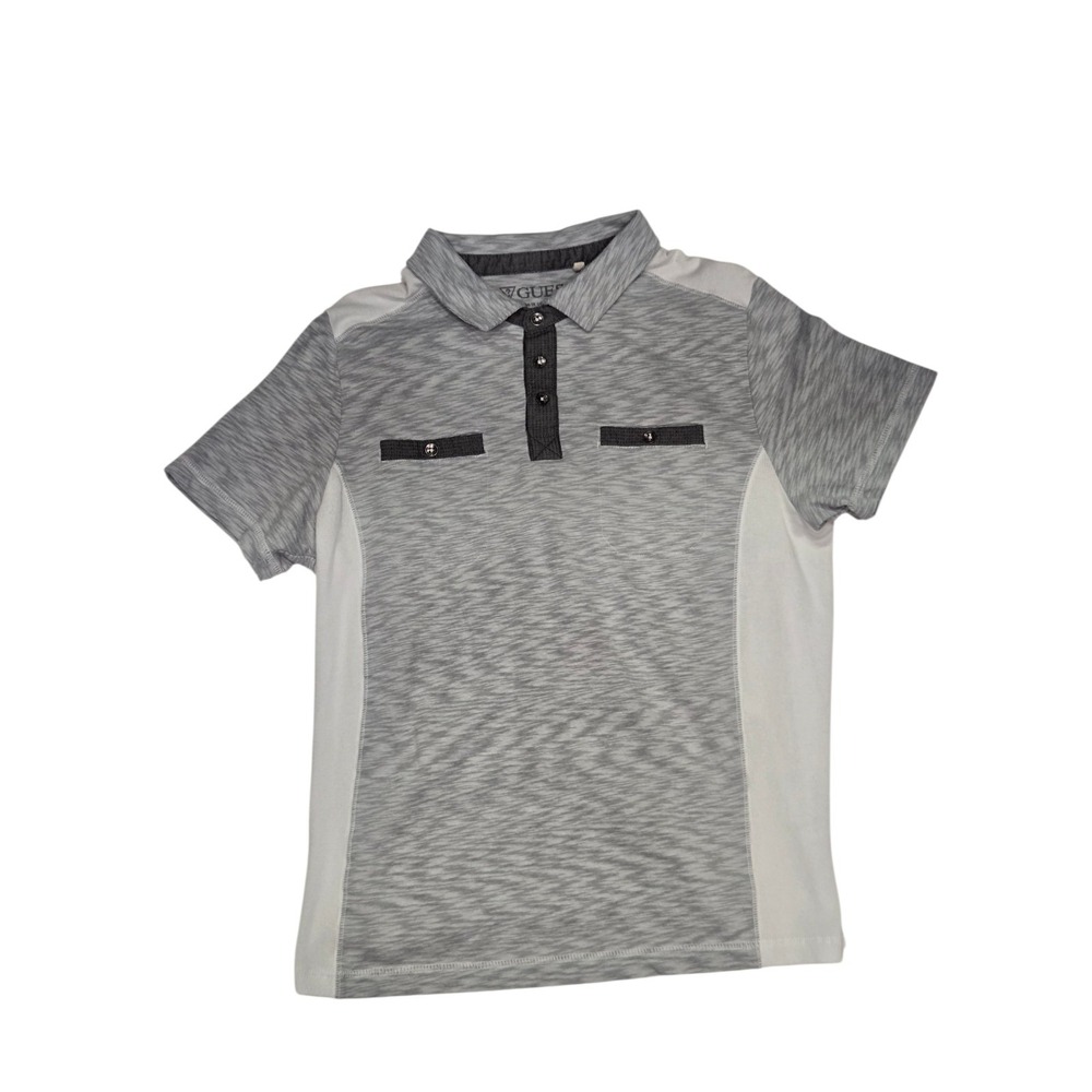 Guess Men's Slim Fit Polo Shirt Gray Short Sleeve Cotton Blend Size‎ Large
